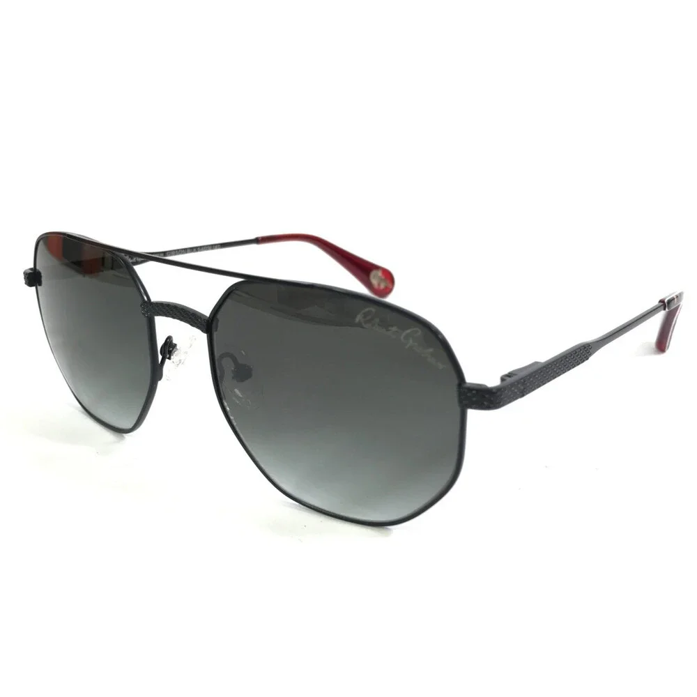 Roberto Graham Sunglasses GIBSON BLK Black Aviator Frame w/ Gray Gradient Lenses